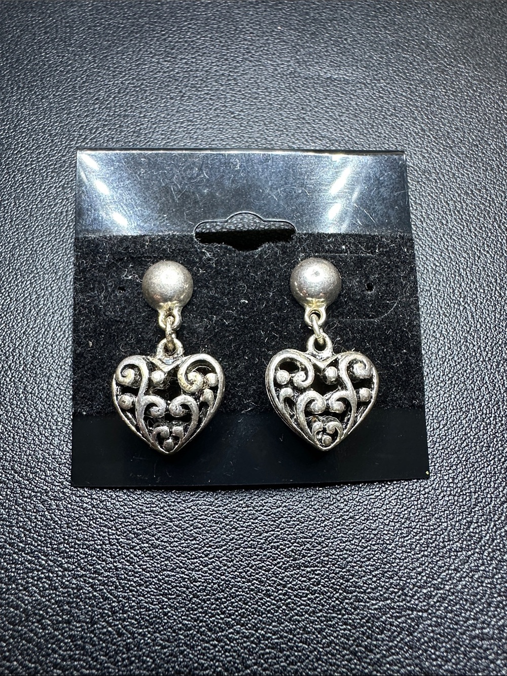 Brighton Silver Tone Filigree Heart Drop Earrings